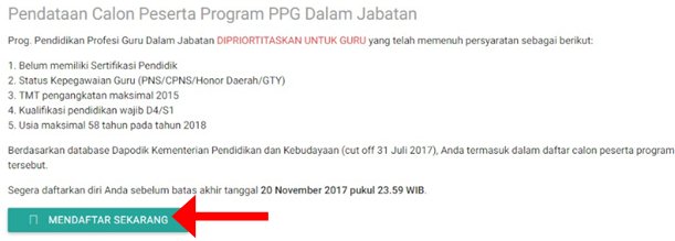 Mendaftar PPG Sekarang