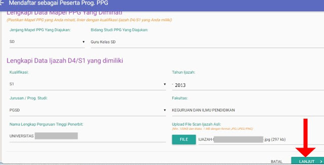 Lengkapi Data mapel PPG dan Data Ijazah